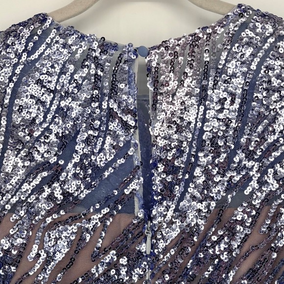 NWT Dress The Population Lia Sequin Midi Dress Sz S Blue Silver Cocktail Party - Picture 7 of 16